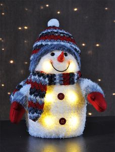 Schneemann Dekofigur Weihnachten Winter Schnee Figur Deko mit weissen LED