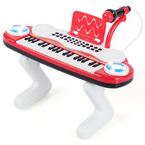 COSTWAY 37 Tasten Klaviertastatur mit Licht, Kinder Keyboard mit Ständer, Klavier Spielzeug elektronisch, Musikinstrument mit Aufnahme- und Abspiel-Funktion (Rot)