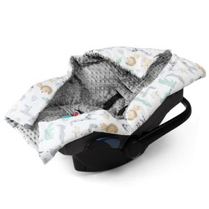 Navaris Einschlagdecke für Babyschale - universal Baby Decke für u.a. Maxi Cosi Römer Cybex Autositz - Kinderwagen Fußsack - Decke Tierwelt Design