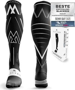 BLACKROX Kompressionsstrümpfe Astropreform SPRINTROX Sport Kompressionssocken Vergleichssieger Sportkompressionsstrumpf Laufstrümpfe, schwarz, Gr. S-M