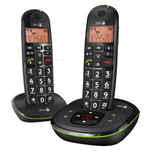 Doro Phone EASY 105WR DUO Strahlungsarmes Schnurlostelefon mit Anrufbeantworter, Rufnummernanzeige, 10h Sprechzeit, 4 Tage Standby, Freisprechfunktion, DECT