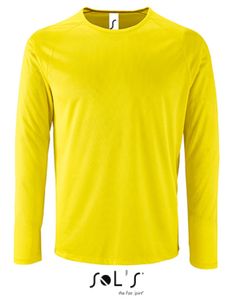 Herren Long-Sleeve Sports T-Shirt Sporty - Farbe: Neon Yellow - Größe: L