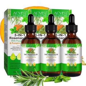 Haaröl 3-in-1 Ätherisches Öl Rosmarinöl Pfefferminzöl Kürbiskernöl Haare Wimpern Bio Vegan, 3x 60ml