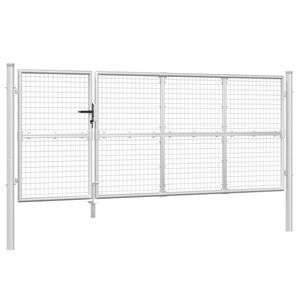 vidaXL Mesh-Gartentor Silbern 350x175 cm Verzinkter Stahl