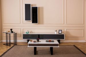 JV Möbel Modernes 6tlg Wohnzimmer-Set: TV-Ständer Design Wandschrank