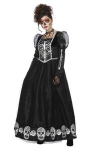 Damen Kostüm Skelett Totenkopf Schädel Hexe Vampirin Halloween Gr.XL