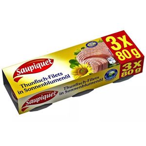 Saupiquet Thunfisch Filets in Sonnenblumenoel Dose 80g 3er Pack