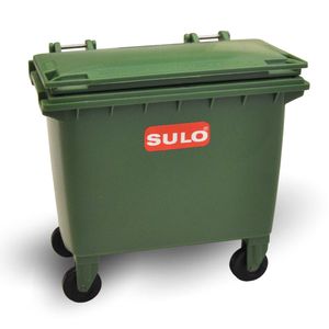 SULO Mini Müllcontainer Miniaturnachbildung des SULO Müllgroßbehälters MGB 660 Liter mit Flachdeckel Tischmülltonne Abfalltonne (Grün)
