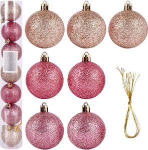 Vilde Kugeln Christbaumkugeln Christbaumschmuck Tannenbaumkugeln Weihnachtsdeko Weihnachtskugeln Glitzerkugeln bruchfest bruchsicher rosa 7er-Set 5 cm