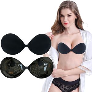 Push up BH, Trägerloser Silikon Klebe BH, Wiederverwendbare Unsichtbarer Push-Up Bra Schwarz, Cup C