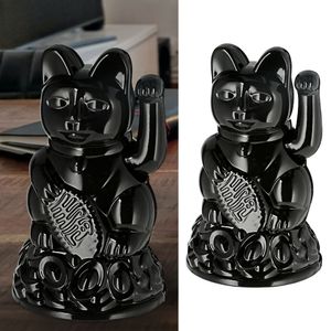 Winkekatze schwarz H12cm Glückskatze Katze asiatisch batteriebetrieben Glücksbringer Dekokatze