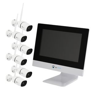 LUVISION WLAN Funk Kamera Set Überwachungssystem mit Monitor HDD-Rekorder & Cloud Speicher 4 bis 8 IP Kameras & App, Kameras:6 Kameras