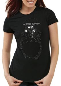 style3 Totoro Russmännchen Damen T-Shirt neko mein nachbar anime tonari no, Farbe:Schwarz, Größe:M