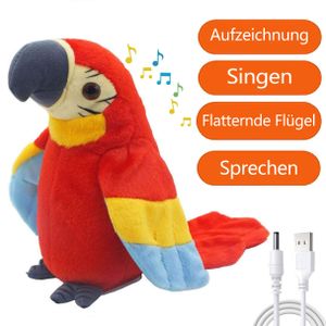 Niedlich Sprechender Papagei Plüsch-Spielzeug,Flatternde Flügel und Singender Kaktus, Elektronische Sprechende Aufzeichnung Interaktives Spielzeug für Babys