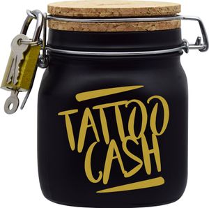 Spardose Geld Geschenk Ideen Tattoo Cash Schwarz Größe M 0.75 Liter