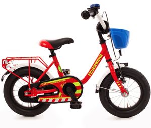 Kinderfahrrad 12 Zoll Fahrrad für Kinder Junge Mädchen Kinderrad Rot Feuerwehr