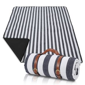 Picknickdecke 200x200cm Wasserdicht und Isoliert Reisedecke Campingdecke Stranddecke Leicht Kompakt XXL Camping Picknick Outdoor Garten Ultraleicht Campingmatte Blau-weiß Streifen