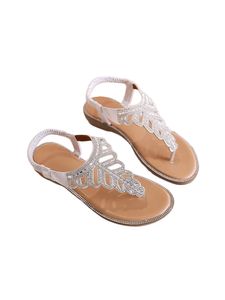 Damen Sandalen Mode Flip Flops Strass Schuhe Elegante Partyschuhe,Farbe:Silber,Größe:40