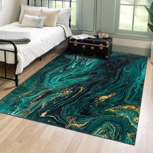 Moderný koberec Mazovia - Krátky vlas, umývateľný - Mäkký koberec do obývačky, spálne, jedálne - Koberce s mramorovým abstraktným vzorom - Zelený 160 x 230 cm