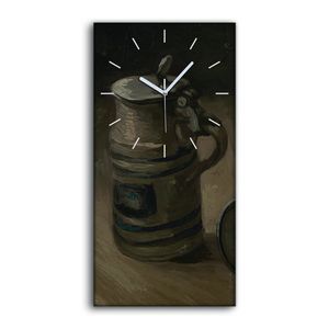 Wohnzimmer-Bild Leinwand Uhr Geräuschlos Kunstdruck 30x60 Bier Krüge - weiße Hände