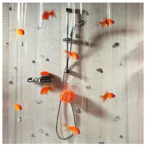 Spirella Anti-Schimmel Duschvorhang "Goldfisch" Anti-Bakteriell, waschbar, wasserdicht Vinyl 180x200cm Weiß