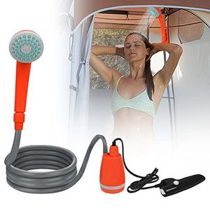 TRMLBE Mobilná kempingová sprcha s čerpadlom Kempingová sprcha Vonkajšia dobíjacia vonkajšia sprcha s ručnou sprchou Nabíjací kábel USB Kempingová sprcha vrátane 2m hadice a kábla pre záhradné cestovanie Umývanie auta Kempovanie