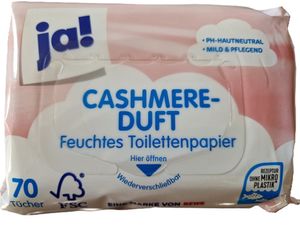 JA Feuchtes Toilettenpapier Cashmere Duft 2 x 70 Tücher Vorteilspack