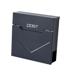 Verbessertes Modell HMOREY Briefkasten Edelstahl mit Zeitungsfach Abdeckung Postkasten, Farbe:anthrazit