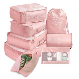 8-teiliges Set Travel Cubes Aufbewahrungstaschen Koffer Packtasche Tragbarer Gepäck Organizer-Beutel Reise Organizer Set