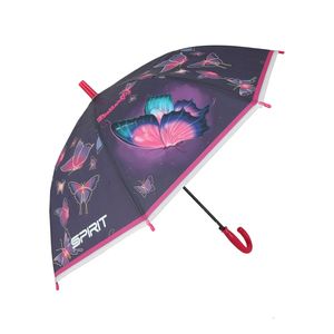 SCOOLSTAR Schmetterling Butterfly Regenschirm,Taschenschirme, Mädchen Regenschirm, Manual Kinderregenschirm mit UPF 50+ UV Schutz, Sturmfest