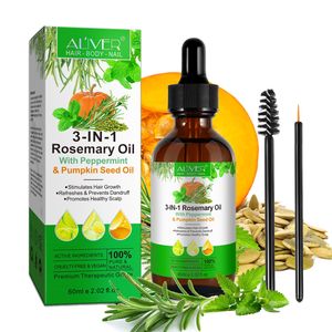 Haaröl 3-in-1 Ätherisches Öl Rosmarinöl Pfefferminzöl Kürbiskernöl Haare Wimpern Bio Vegan, 1x 60ml