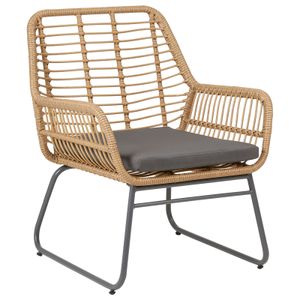 Gartenstuhl BOREAL aus Polyrattan-Geflecht, leichter Küchenstuhl mit Sitzkissen, eleganter Korbstuhl mit Metallbeinen