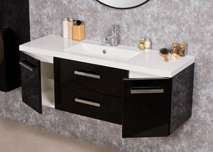 Quentis Badmöbel Genua, Breite 120 cm, schwarz glänzend , Waschtischunterbau montiert