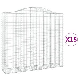 vidaXL Gabionen mit Hochbogen 15Stk. 200x50x180/200cm Verzinktes Eisen