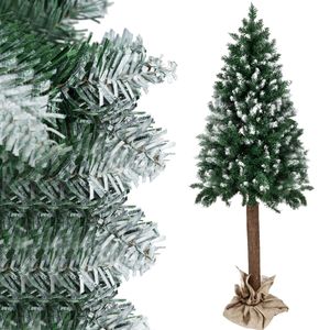 Künstlicher Weihnachtsbaum auf Stamm mit Schnee Ständer 180cm Christbaum Naturgetreu Grün & Beschneit 22320