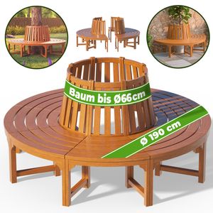 Casaria Baumbank 360° FSC®-zertifiziertes Eukalyptusholz Ø 190 cm Vorgeölt Rundbank Gartenbank Holzbank Bank