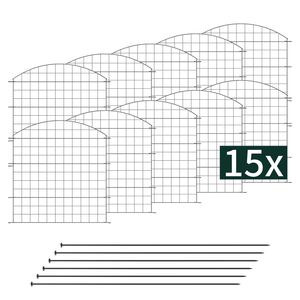 Teichzaun Gartenzaun Hundezaun - Metall Gitterzaun aus Zaunelementen, Farbe:Anthrazit, Set:15x, Bogen:Oberbogen