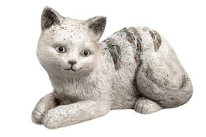 Dekofigur Katze 37 cm Steinoptik Zierfigur für Haus und Garten Katzenfigur Katze