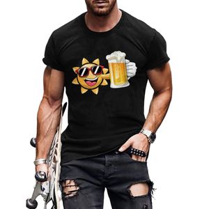 Herren Tshirt Bayern Trachten Bier T-Shirt Männer Shirt Rundhalsausschnitt Basic Tee Schwarz Gelb,Größe:5xl