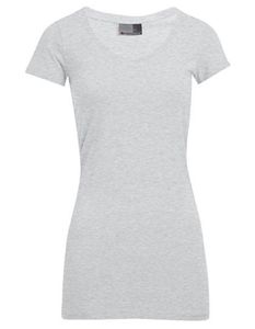 Slim-Fit V-Ausschnitt T-Shirt Lang Plus Size Damen, Sportgrau, XXL