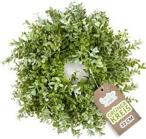 Creative Home Künstlicher Kranz aus Olivenzweigen Rund | Durchmesser 36 cm (+/-2 cm) | Tür Wand Tisch | DIY Dekoration Innen und Außen | Grün Frühling Rustikal | Hochzeit Pfingsten Feiertage