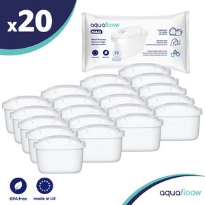 20x AquaFloow Maxi Filter für Brita, Dafi, AquaPhor, Wessper Krüge - Ersatz für Brita Maxtra Plus +