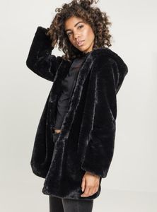 Dětský kabát Urban Classics Ladies Hooded Teddy Coat black - S