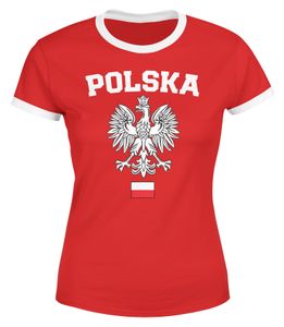 Damen WM-Shirt WM Polska Polen Poland Flagge World Cup Weißer Adler WM 2018 Moonworks®  rot-weiß-schwarz M