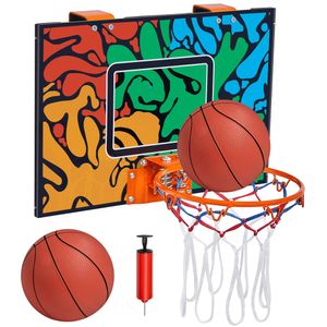 Yaheetech Mini Basketballkorb Basketballkorb-Set mit 1 Handpumpe & 2 Basketbälle Mobile Basketballanlage für Tür Basketballring Backboard