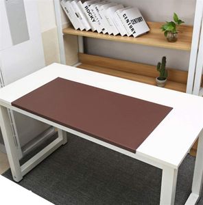 Dunkler Kaffee 80x40cm Schreibtischunterlage mit Kantenschutz Wasserdichte Kunstleder, Rutschfeste mit Kantenverriegelung Mausunterlage für Computertastatur, PC und Laptop