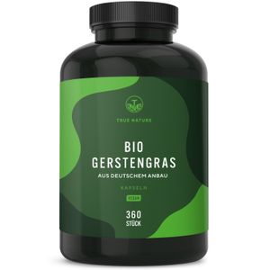 Bio Gerstengras Kapseln - 360 Kapseln (500mg) - Hochdosiert: 3.000mg pro Tagesdosis - Vegan & Deutscher Anbau - TRUE NATURE®