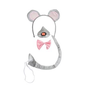 Bristol Novelty Unisex sada doplnkov ku kostýmu myši so zvukom BN2044 (jedna veľkosť) (sivá/ružová)