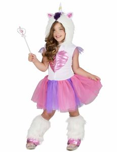 Süsse Einhorn Prinzessin Kinderkostüm für Mädchen weiss-pink-violett