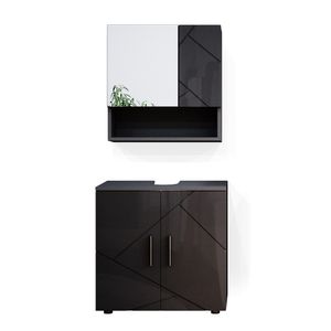 Vicco Badmöbel Set Irma, 2 Teile, Unterschrank 60 cm, Anthrazit Hochglanz
